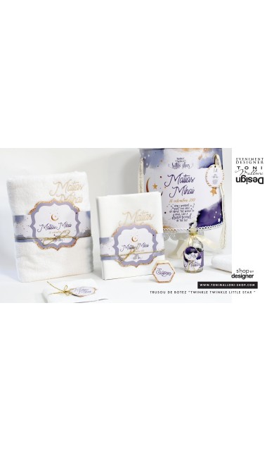 Trusou de botez pentru baieti cu praf de stele auriu, Twinkle Twinkle Little Star  24